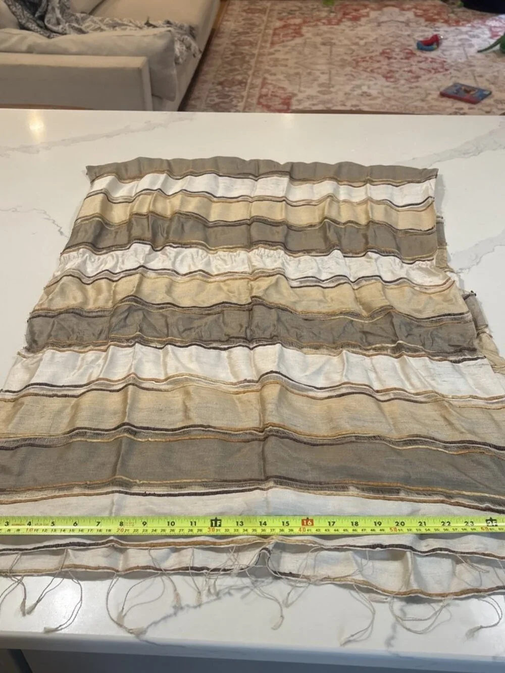 Rossella Carrara striped sheer scarf in a cream, beige, and brown colorway